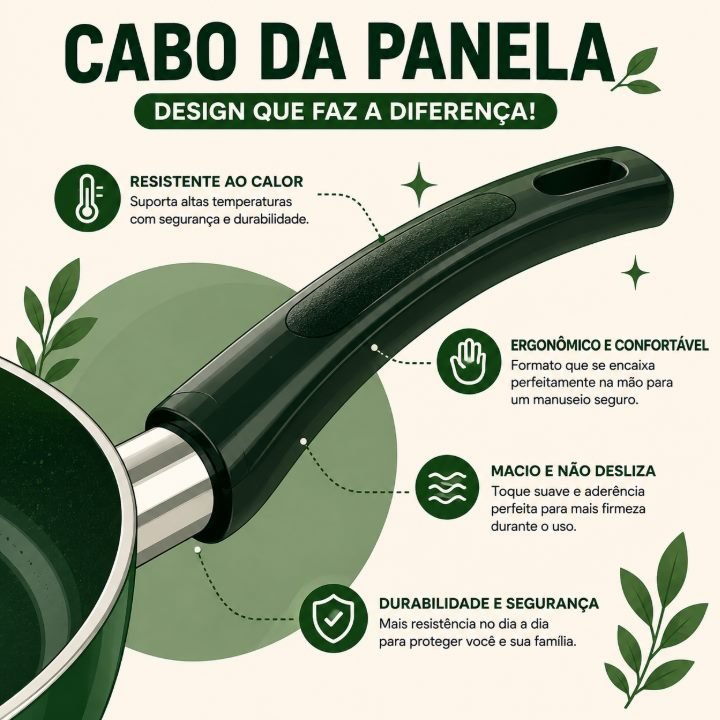 [🔥QUEIMA TOTAL] Jogo de 5 Panelas Verde Esmeralda CERAMICA + INOX PREMIUM! — foto 3
